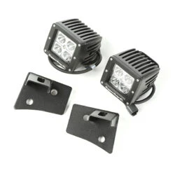 Rugged Ridge Jeep Wrangler JK Textured Black Square Windshield LED Kit W/ Brackets