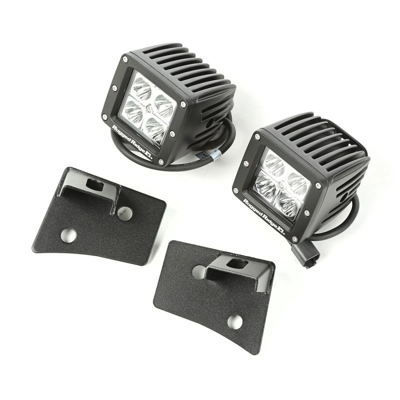 Rugged Ridge Jeep Wrangler JK Textured Black Square Windshield LED Kit W/ Brackets 3 Rugged Ridge Jeep Wrangler JK Textured Black Square Windshield LED Kit W/ Brackets