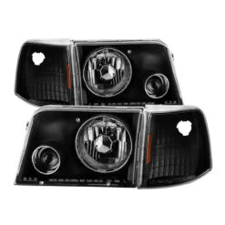 Spyder Xtune Ford Ranger 93-97 Projector Headlights W/ Corner Lights Black PRO-JH-FR93-SET-BK