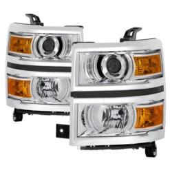 Spyder XTune Chevy Silverado 1500 14-15 Halogen Projector Headlight Chrome - HD-JH-CS14-PJ-C