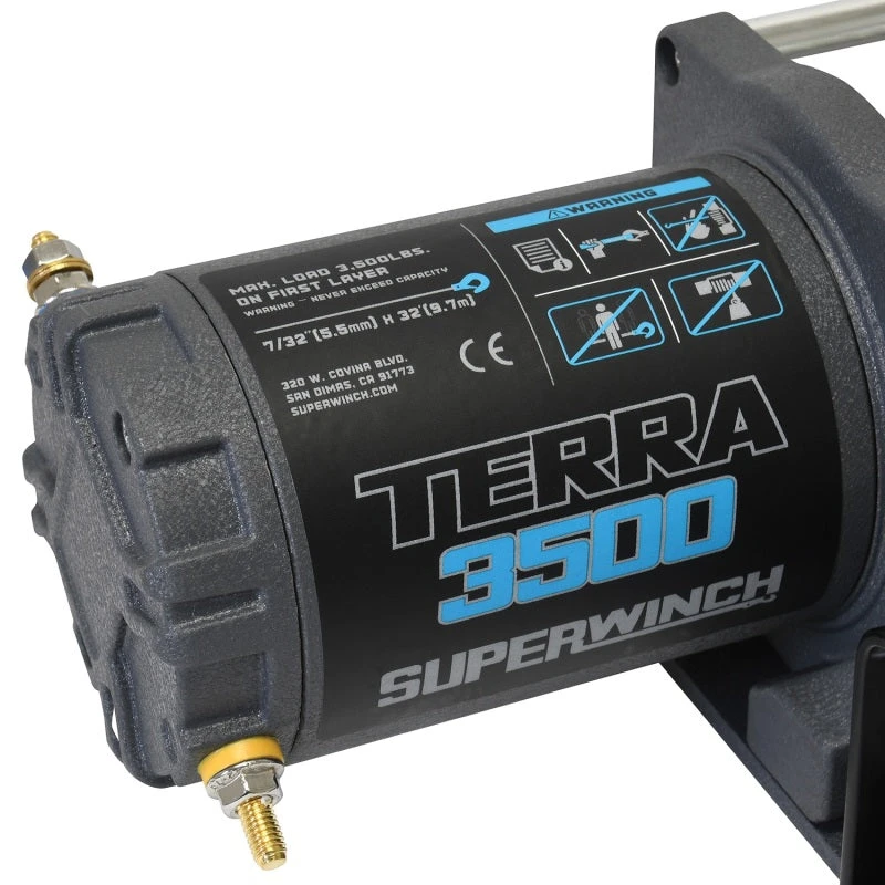Superwinch 3500 LBS 12V DC 7/32 In X 32 Ft Steel Rope Terra 3500 Winch - Gray Wrinkle 5 Superwinch 3500 LBS 12V DC 7/32 In X 32 Ft Steel Rope Terra 3500 Winch - Gray Wrinkle - Image 3