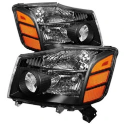 Spyder Xtune Nissan Titan 04-14 / Armada 04-07 OEM Amber Head Lights Set Black HD-JH-NTI04-AM-BK