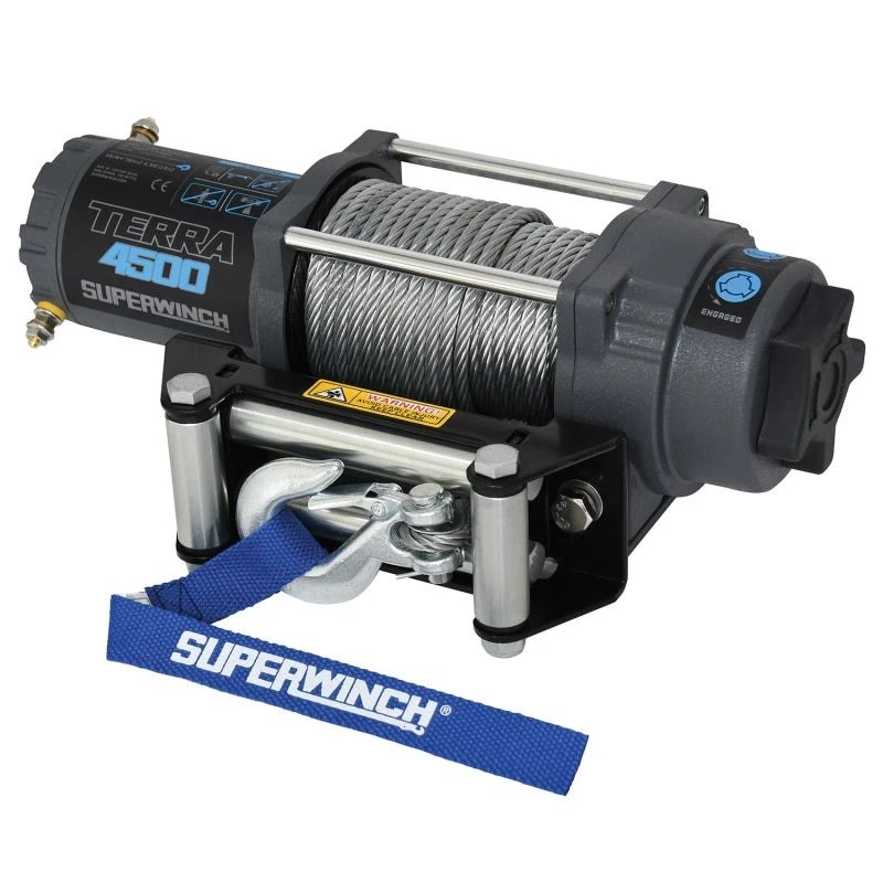 Superwinch 4500 LBS 12V DC 15/64in X 50ft Steel Rope Terra 4500 Winch - Gray Wrinkle 3 Superwinch 4500 LBS 12V DC 15/64in X 50ft Steel Rope Terra 4500 Winch - Gray Wrinkle
