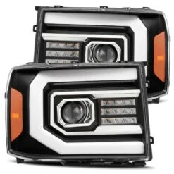 AlphaRex 07-13 GMC 1500HD PRO-Series Proj Headlights Plank Style Matte Blk W/Activ Light/Seq Signal