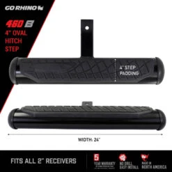 Go Rhino 4in Oval Hitch Step - Black -Esptruck Shop 25973737476edd85bbd96e3b6f42fc1c