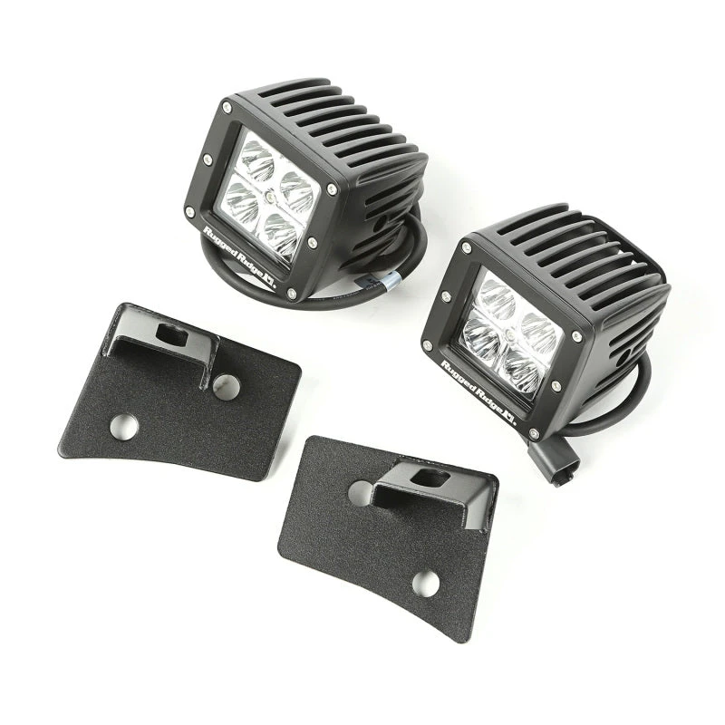 Rugged Ridge Jeep Wrangler JK Textured Black Square Windshield LED Kit W/ Brackets 4 Rugged Ridge Jeep Wrangler JK Textured Black Square Windshield LED Kit W/ Brackets - Image 2