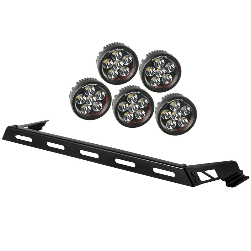Rugged Ridge Jeep Wrangler JK 5 Round LED Hood Light Bar Kit 4 Rugged Ridge Jeep Wrangler JK 5 Round LED Hood Light Bar Kit - Image 2