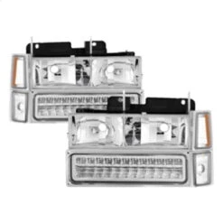 Spyder Xtune 92-94 Blazer Full Size Corner/LED Bumper Headlights Chrome HD-JH-CCK88-LED-AM-C-SET