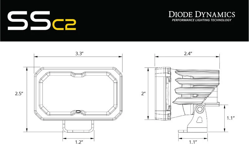 Diode Dynamics Stage Series 1 3/4 In Roll Bar Chase Light Kit SSC2 Pro - Yellow (Pair) 5 Diode Dynamics Stage Series 1 3/4 In Roll Bar Chase Light Kit SSC2 Pro - Yellow (Pair) - Image 3
