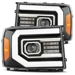 AlphaRex 07-13 GMC 1500HD PRO-Series Proj Headlights Plank Style Gloss Blk W/Activ Light/Seq Signal