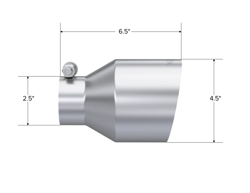 MBRP Universal Stainless Steel Tip 2.5in ID / 4.5in OD Out / 6.5in Length Angle Cut Single Wall 4 MBRP Universal Stainless Steel Tip 2.5in ID / 4.5in OD Out / 6.5in Length Angle Cut Single Wall - Image 2