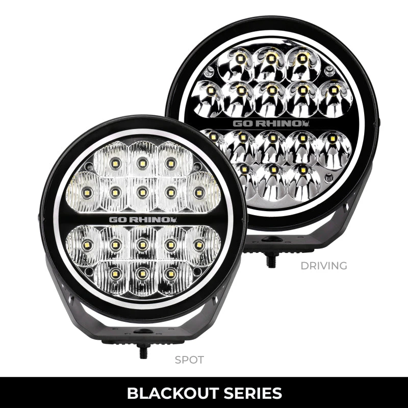 Go Rhino Xplor Blackout Series Round LED Spot Light Beam W/DRL (Surface/Thread Stud Mnt) 7in. - Blk 5 Go Rhino Xplor Blackout Series Round LED Spot Light Beam W/DRL (Surface/Thread Stud Mnt) 7in. - Blk - Image 3