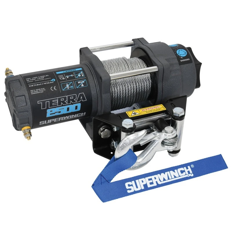 Superwinch 2500 LBS 12V DC 3/16in X 40ft Steel Rope Terra 2500 Winch - Gray Wrinkle 3 Superwinch 2500 LBS 12V DC 3/16in X 40ft Steel Rope Terra 2500 Winch - Gray Wrinkle