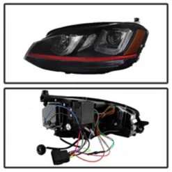 Spyder Volkswagen Golf VII 14-16 Projector Headlights DRL LED Red Stripe Blk PRO-YD-VG15-RED-DRL-BK -Esptruck Shop 4adb9cb92624fd1e682e4e8fcd4aa253