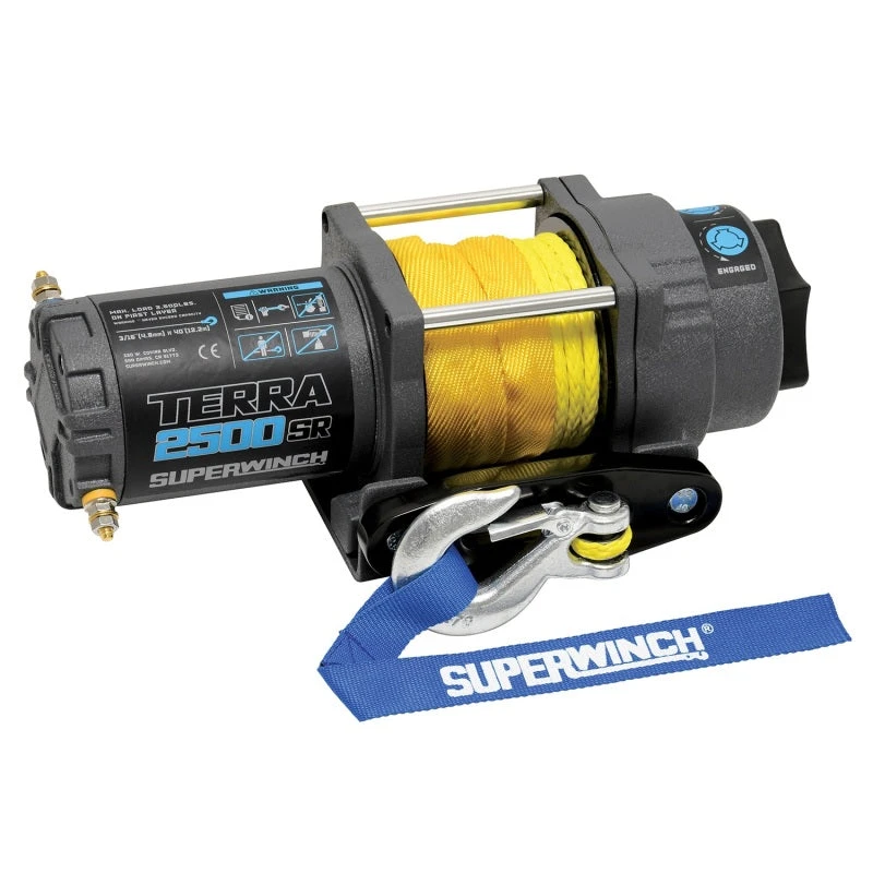 Superwinch 2500 LBS 12V DC 3/16in X 40ft Synthetic Rope Terra 2500SR Winch - Gray Wrinkle 4 Superwinch 2500 LBS 12V DC 3/16in X 40ft Synthetic Rope Terra 2500SR Winch - Gray Wrinkle - Image 2