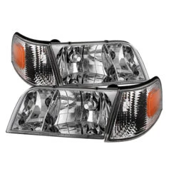 Spyder Xtune Crown Victoria 98-11 Crystal Headlights W/ Corner Lights Set Chrome HD-JH-CRVI98-SET-C