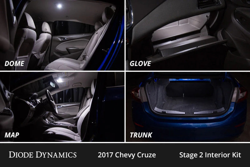 Diode Dynamics 11-15 Chevrolet Cruze Interior LED Kit Cool White Stage 2 4 Diode Dynamics 11-15 Chevrolet Cruze Interior LED Kit Cool White Stage 2 - Image 2