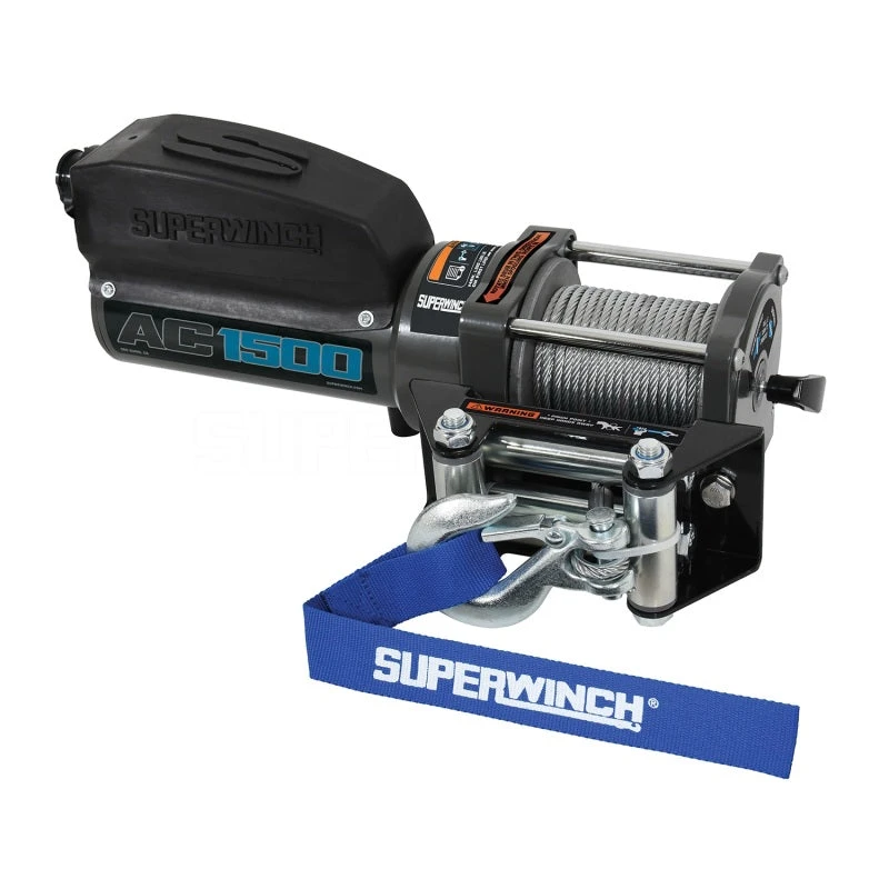 Superwinch 1,500 Lbs. 1.1 HP 120V AC 1/8 In X 35ft. Wire Rope - Gray Wrinkle 3 Superwinch 1,500 Lbs. 1.1 HP 120V AC 1/8 In X 35ft. Wire Rope - Gray Wrinkle