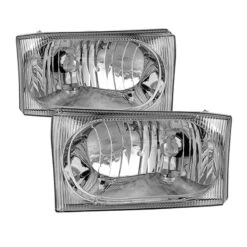 Spyder Xtune Ford F250 F350 F450 Superduty Excursion 99-04 OEM Style Headlights Chrome HD-JH-FF25099-OE-C