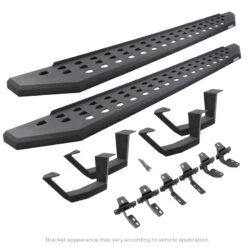 Go Rhino Toyota Tundra DC 4dr Kit W/RB20 Running Board + Brkts + 4 RB20 Drop Steps - Tex. Blk