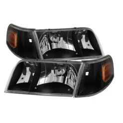 Spyder Xtune Crown Victoria 98-11 Crystal Headlights W/ Corner Lights Set Black HD-JH-CRVI98-SET-BK