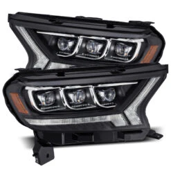 AlphaRex 19-21 Ford Ranger NOVA LED Proj Headlights Plank Style Black W/Activ Light/Seq Signal/DRL
