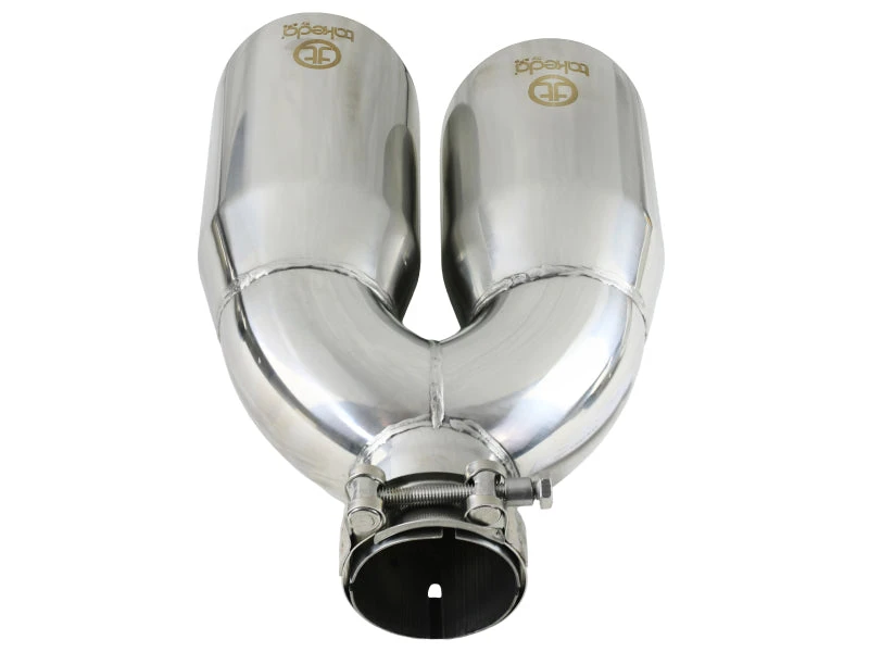 AFe Takeda 2.5in 304 Stainless Steel Clamp-on Exhaust Tip Drivers Side 2.5in Inlet 4inDual- Polished 6 AFe Takeda 2.5in 304 Stainless Steel Clamp-on Exhaust Tip Drivers Side 2.5in Inlet 4inDual- Polished - Image 4