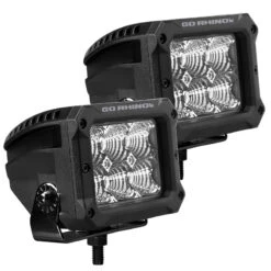 Go Rhino Xplor Bright Series Rectangle LED Flood Light Kit (Surface/Thread Std Mnt) 4x3 - Blk (Pair) -Esptruck Shop c4caf2429233ca7babb415d4c6f3c1e7