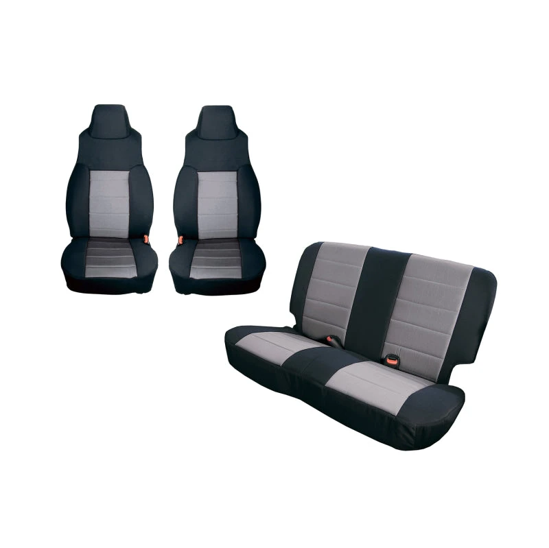 Rugged Ridge Seat Cover Kit Black/Gray Jeep Wrangler YJ 4 Rugged Ridge Seat Cover Kit Black/Gray Jeep Wrangler YJ - Image 2