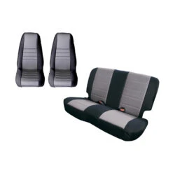 Rugged Ridge Seat Cover Kit Black/Gray Jeep CJ/YJ 8 Rugged Ridge Seat Cover Kit Black/Gray Jeep CJ/YJ -Esptruck Shop ddbf73e45ab0c705efb36634c48e9f2c