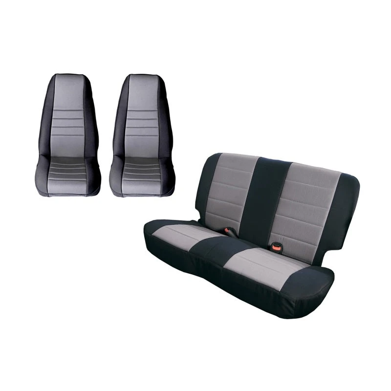 Rugged Ridge Seat Cover Kit Black/Gray Jeep CJ/YJ 4 Rugged Ridge Seat Cover Kit Black/Gray Jeep CJ/YJ - Image 2