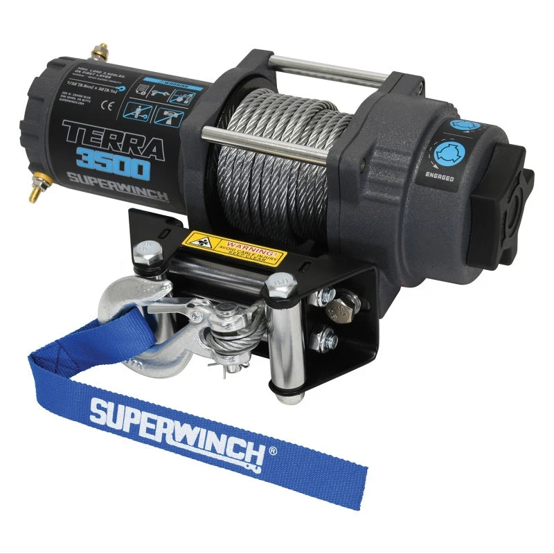 Superwinch 3500 LBS 12V DC 7/32 In X 32 Ft Steel Rope Terra 3500 Winch - Gray Wrinkle 4 Superwinch 3500 LBS 12V DC 7/32 In X 32 Ft Steel Rope Terra 3500 Winch - Gray Wrinkle - Image 2