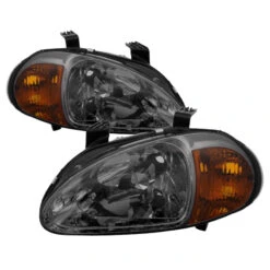 Spyder Xtune Honda Del Sol 93-97 1Pc Amber Crystal Headlights Smoke HD-ON-HDEL93-1P-AM-SM
